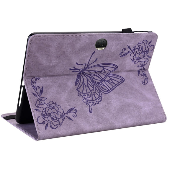 For Honor Pad 9 12.1 Butterfly Flower Embossed Leather Tablet Case(Purple)