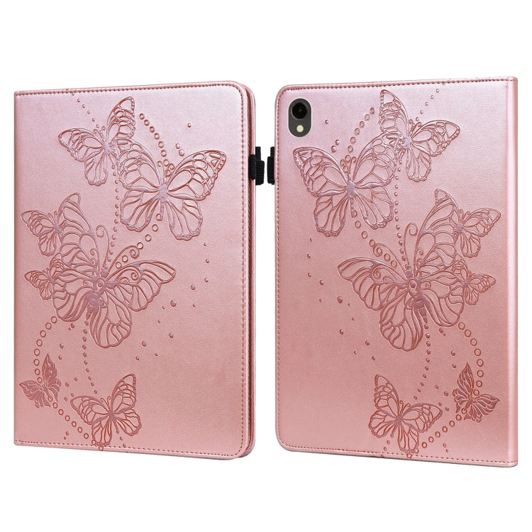 For Samsung Galaxy Tab S9 Embossed Butterfly Pattern Horizontal Flip Leather Tablet Case(Pink)