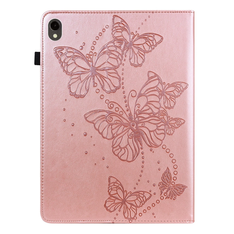 For Samsung Galaxy Tab S9 Embossed Butterfly Pattern Horizontal Flip Leather Tablet Case(Pink)