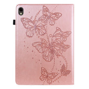 For Samsung Galaxy Tab S9 Embossed Butterfly Pattern Horizontal Flip Leather Tablet Case(Pink)