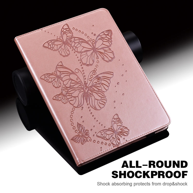 For Samsung Galaxy Tab S9 Embossed Butterfly Pattern Horizontal Flip Leather Tablet Case(Pink)