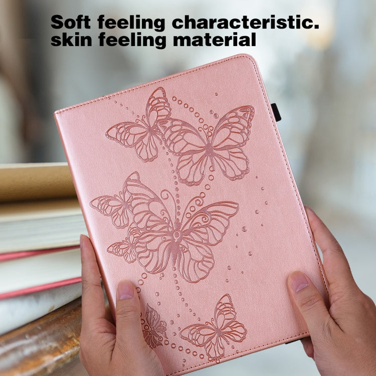 For Samsung Galaxy Tab S9 Embossed Butterfly Pattern Horizontal Flip Leather Tablet Case(Pink)