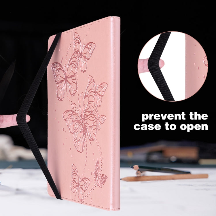 For Samsung Galaxy Tab S9 Embossed Butterfly Pattern Horizontal Flip Leather Tablet Case(Pink)