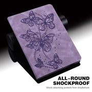 For Samsung Galaxy Tab S9 Embossed Butterfly Pattern Horizontal Flip Leather Tablet Case(Purple)