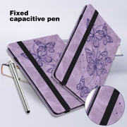 For Samsung Galaxy Tab S9 Embossed Butterfly Pattern Horizontal Flip Leather Tablet Case(Purple)