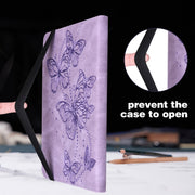 For Samsung Galaxy Tab S9 Embossed Butterfly Pattern Horizontal Flip Leather Tablet Case(Purple)