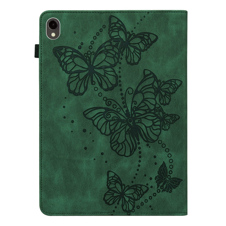 For Samsung Galaxy Tab S9 Embossed Butterfly Pattern Horizontal Flip Leather Tablet Case(Green)