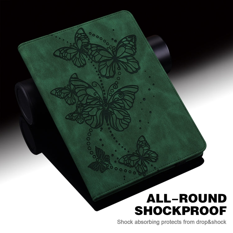 For Samsung Galaxy Tab S9 Embossed Butterfly Pattern Horizontal Flip Leather Tablet Case(Green)
