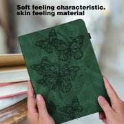 For Samsung Galaxy Tab S9 Embossed Butterfly Pattern Horizontal Flip Leather Tablet Case(Green)