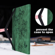 For Samsung Galaxy Tab S9 Embossed Butterfly Pattern Horizontal Flip Leather Tablet Case(Green)