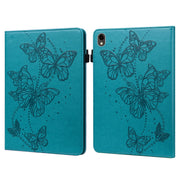 For Samsung Galaxy Tab S9 Embossed Butterfly Pattern Horizontal Flip Leather Tablet Case(Blue)