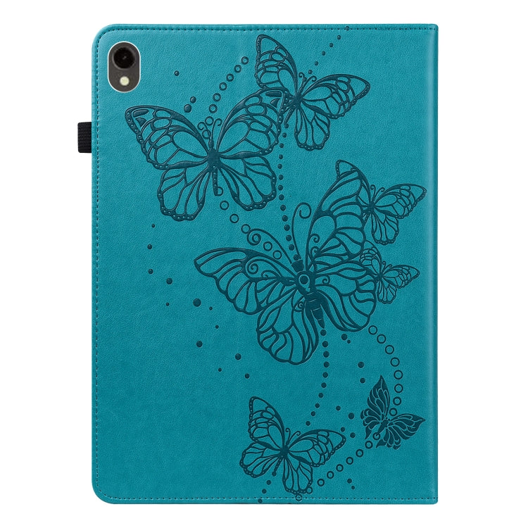 For Samsung Galaxy Tab S9 Embossed Butterfly Pattern Horizontal Flip Leather Tablet Case(Blue)