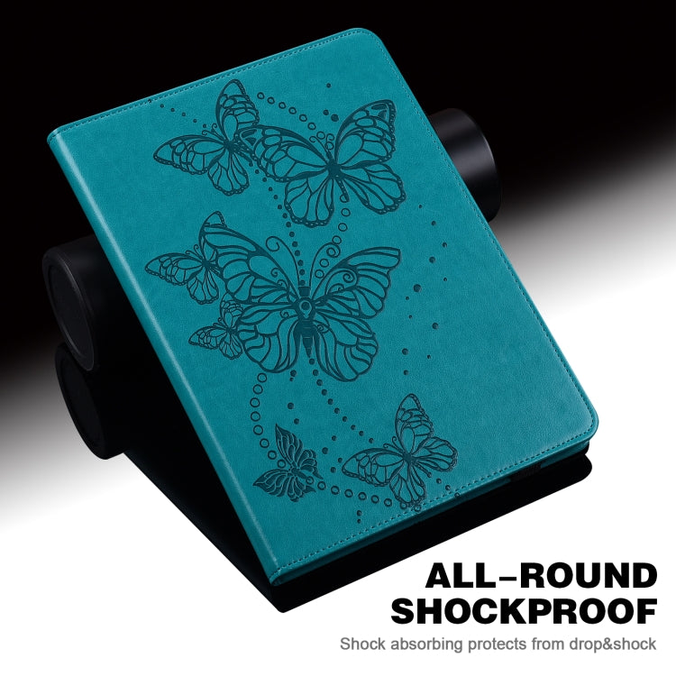 For Samsung Galaxy Tab S9 Embossed Butterfly Pattern Horizontal Flip Leather Tablet Case(Blue)