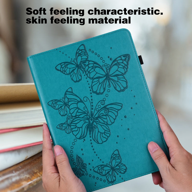For Samsung Galaxy Tab S9 Embossed Butterfly Pattern Horizontal Flip Leather Tablet Case(Blue)