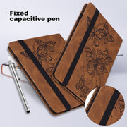 For Samsung Galaxy Tab S9 Embossed Butterfly Pattern Horizontal Flip Leather Tablet Case(Brown)