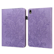 For Samsung Galaxy Tab S9 Lace Flower Embossing Pattern PU Tablet Case(Purple)
