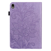 For Samsung Galaxy Tab S9 Lace Flower Embossing Pattern PU Tablet Case(Purple)
