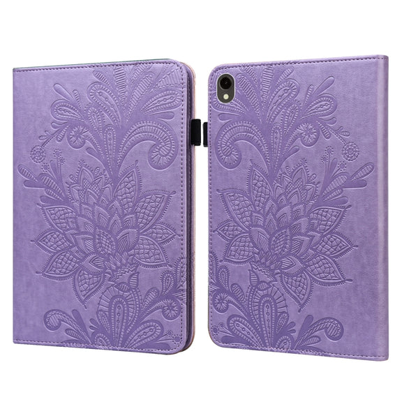 For Samsung Galaxy Tab S9 Lace Flower Embossing Pattern PU Tablet Case(Purple)