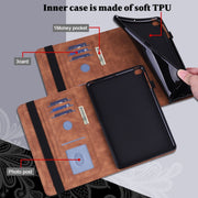 For Samsung Galaxy Tab S9 Lace Flower Embossing Pattern PU Tablet Case(Brown)