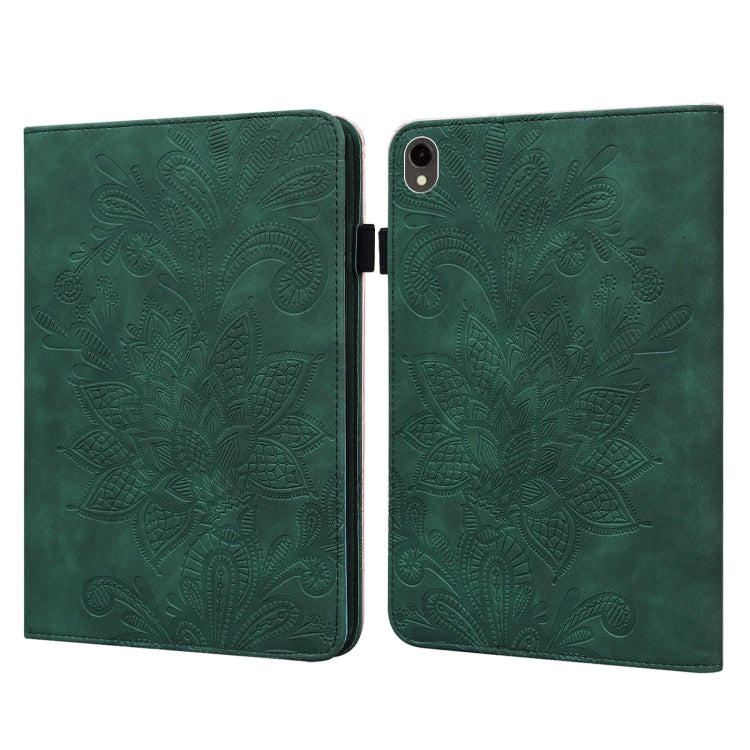For Samsung Galaxy Tab S9 Lace Flower Embossing Pattern PU Tablet Case(Green)