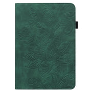 For Samsung Galaxy Tab S9 Lace Flower Embossing Pattern PU Tablet Case(Green)