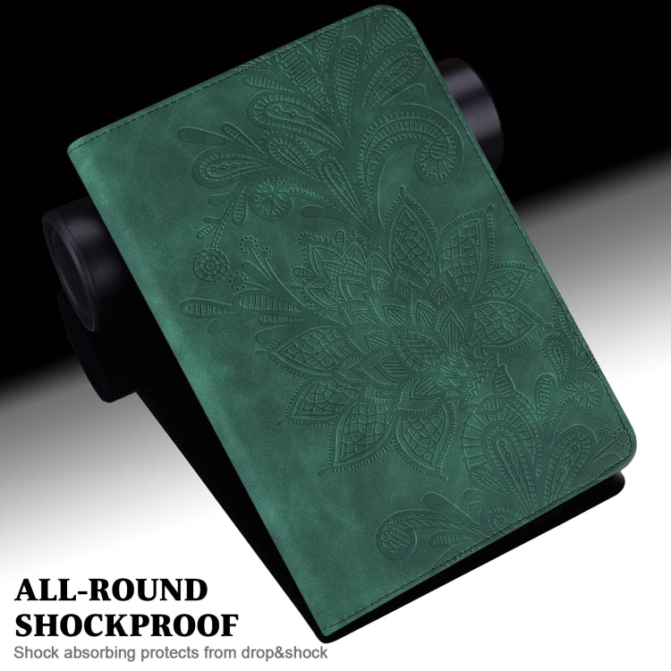 For Samsung Galaxy Tab S9 Lace Flower Embossing Pattern PU Tablet Case(Green)