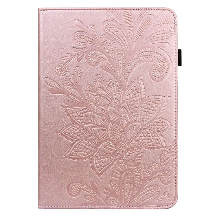 For Samsung Galaxy Tab S9 Lace Flower Embossing Pattern PU Tablet Case(Gold)