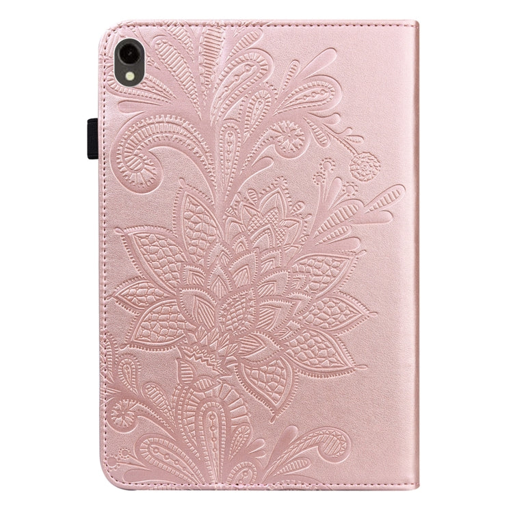 For Samsung Galaxy Tab S9 Lace Flower Embossing Pattern PU Tablet Case(Gold)