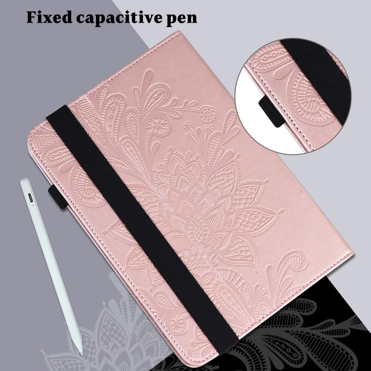 For Samsung Galaxy Tab S9 Lace Flower Embossing Pattern PU Tablet Case(Gold)