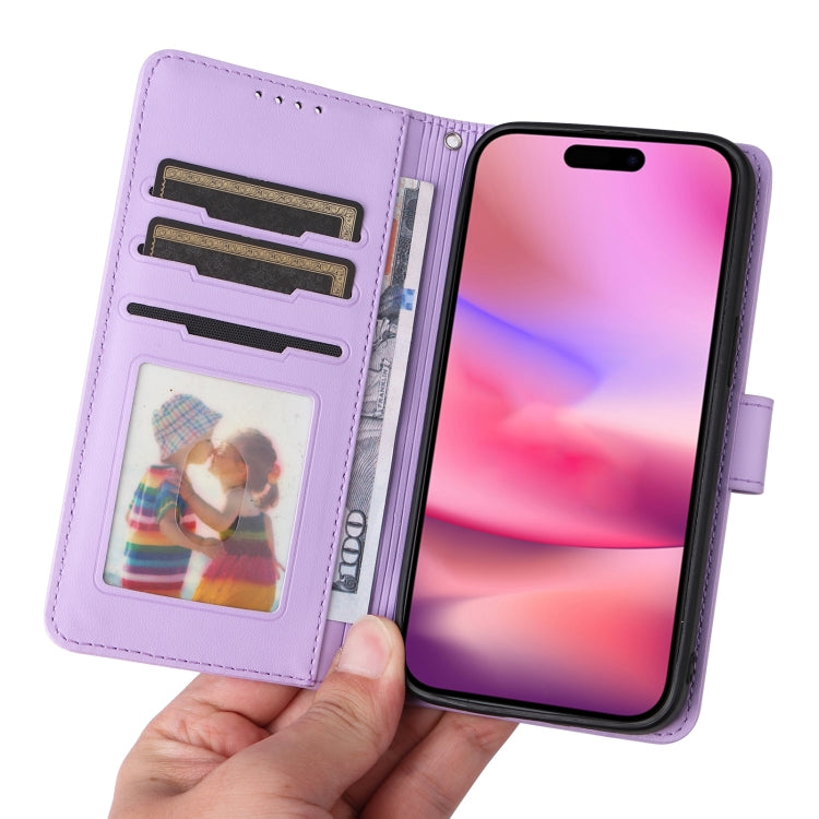 For iPhone 16 BETOPNICE BN-005 2 in 1 Detachable Imitate Genuine Leather Phone Case(Light Purple)