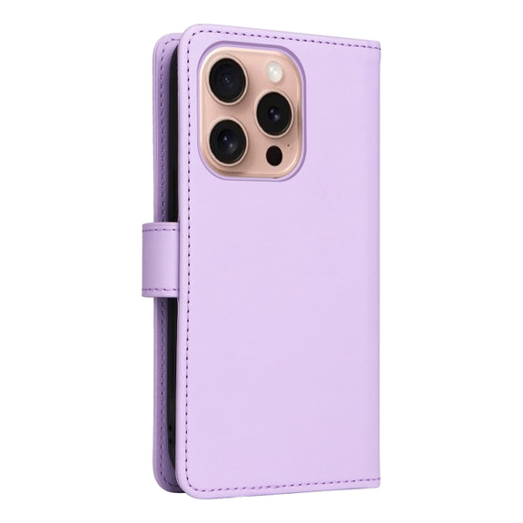 For iPhone 16 Pro BETOPNICE BN-005 2 in 1 Detachable Imitate Genuine Leather Phone Case(Light Purple)