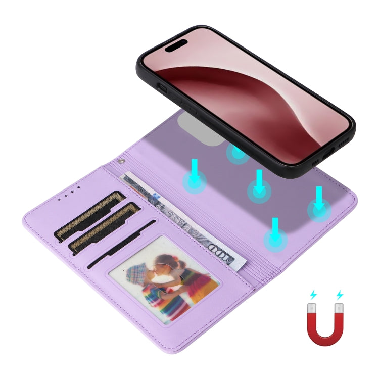 For iPhone 16 Pro BETOPNICE BN-005 2 in 1 Detachable Imitate Genuine Leather Phone Case(Light Purple)