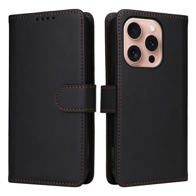 For iPhone 16 Pro BETOPNICE BN-005 2 in 1 Detachable Imitate Genuine Leather Phone Case(Black)