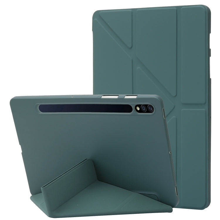For Samsung Galaxy Tab S9 Deformation Silicone Leather Tablet Case(Dark Green)