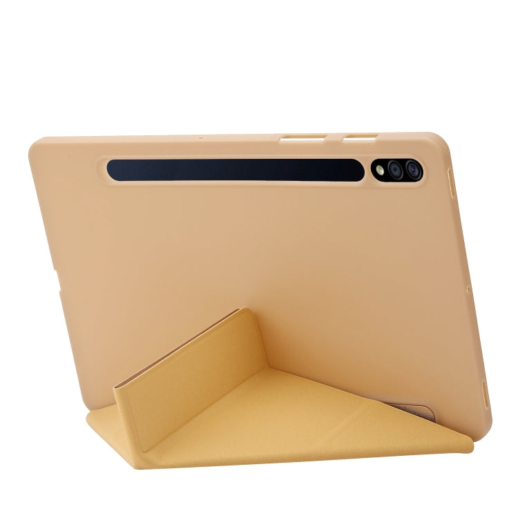 For Samsung Galaxy Tab S9 Deformation Silicone Leather Tablet Case(Gold)