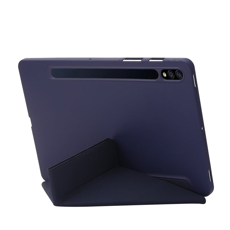 For Samsung Galaxy Tab S9 Deformation Silicone Leather Tablet Case(Dark Blue)