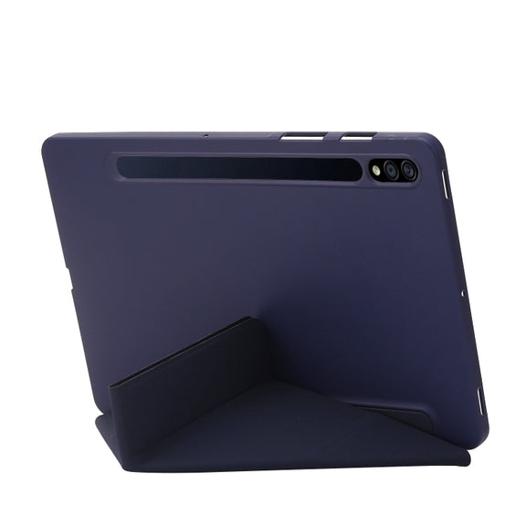 For Samsung Galaxy Tab S9 Deformation Silicone Leather Tablet Case(Dark Blue)