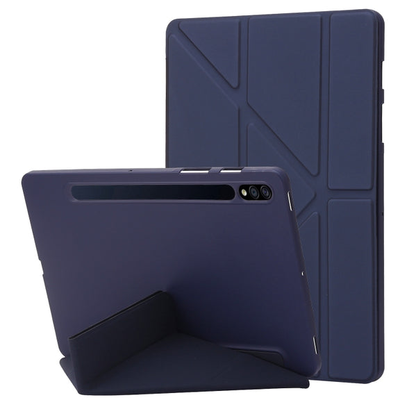 For Samsung Galaxy Tab S9 Deformation Silicone Leather Tablet Case(Dark Blue)