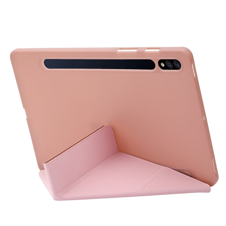 For Samsung Galaxy Tab S9 Deformation Silicone Leather Tablet Case(Rose Gold)