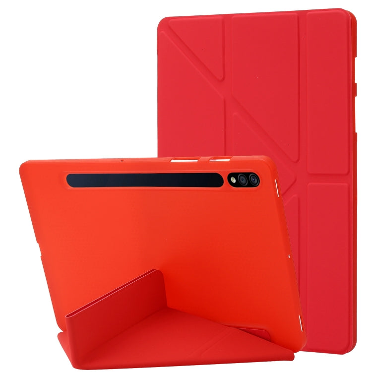 For Samsung Galaxy Tab S10+ / S9+ Deformation Silicone Leather Tablet Case(Red)