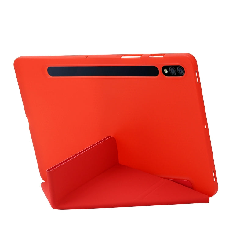 For Samsung Galaxy Tab S10+ / S9+ Deformation Silicone Leather Tablet Case(Red)