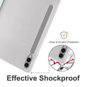 For Samsung Galaxy Tab S10+ / S9+ 3-folding Transparent TPU Smart Leather Tablet Case with Pen Slot(Light Green)