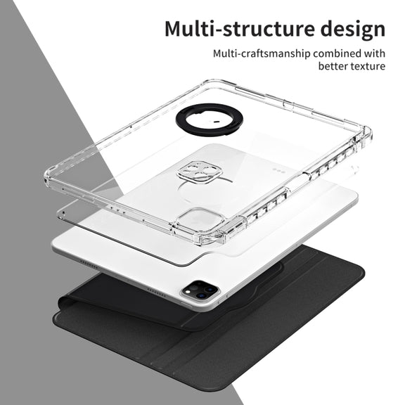 For iPad Pro 11 2024 360 Rotation Detachable Clear Acrylic Leather Tablet Case(Black)