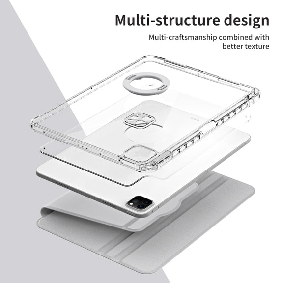 For iPad Pro 11 2024 360 Rotation Detachable Clear Acrylic Leather Tablet Case(Grey)
