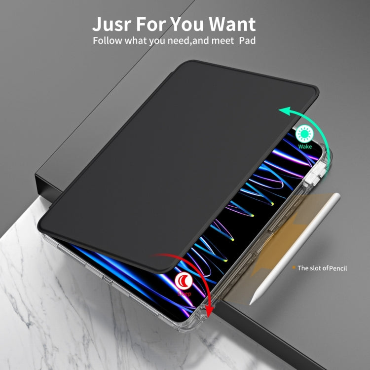 For iPad Pro 13 2024 360 Rotation Detachable Clear Acrylic Leather Tablet Case(Black)