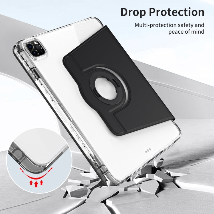 For iPad Pro 13 2024 360 Rotation Detachable Clear Acrylic Leather Tablet Case(Black)