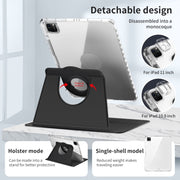 For iPad Pro 13 2024 360 Rotation Detachable Clear Acrylic Leather Tablet Case(Black)