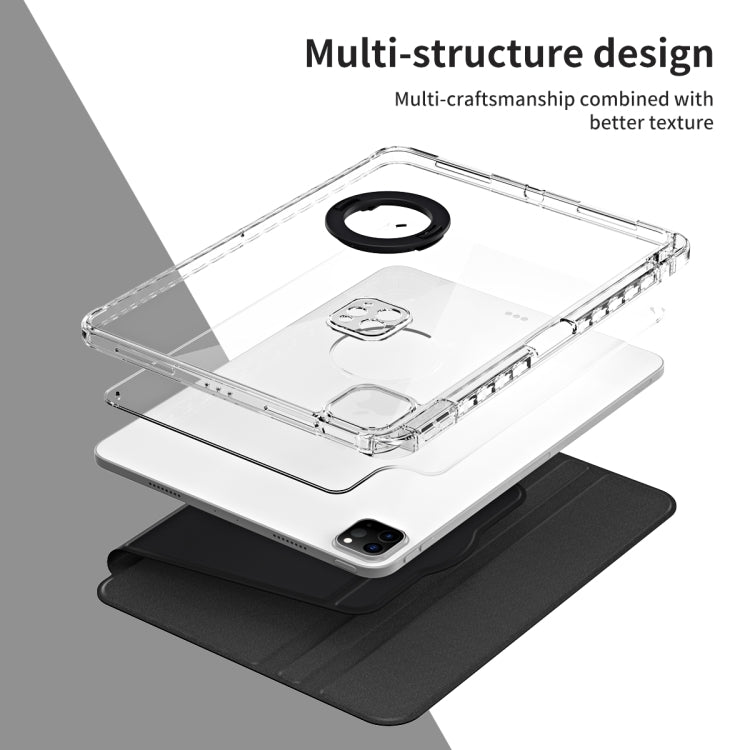 For iPad Pro 13 2024 360 Rotation Detachable Clear Acrylic Leather Tablet Case(Black)