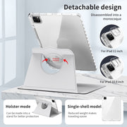 For iPad Pro 13 2024 360 Rotation Detachable Clear Acrylic Leather Tablet Case(Grey)