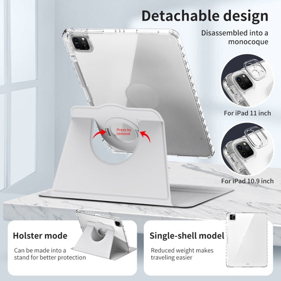 For iPad Pro 13 2024 360 Rotation Detachable Clear Acrylic Leather Tablet Case(Grey)